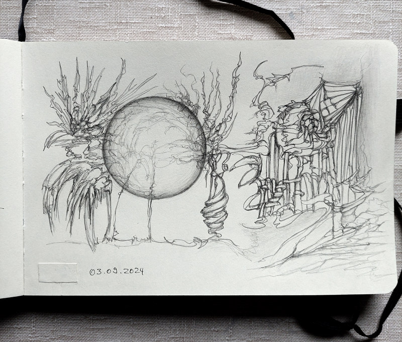 Title: Focus, Sketchbook, Graphite 2024