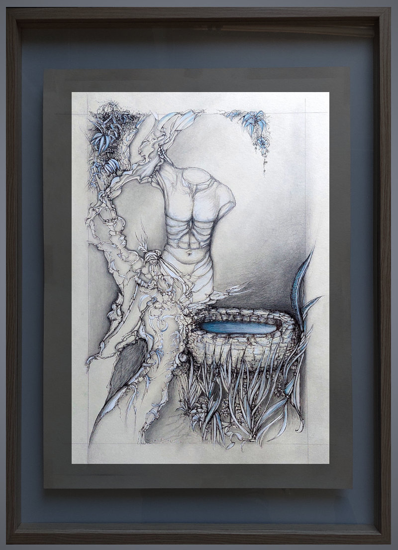 Title: Spirit of Hawkweed, Pen and Ink 42 cm x 58 cm, 2024