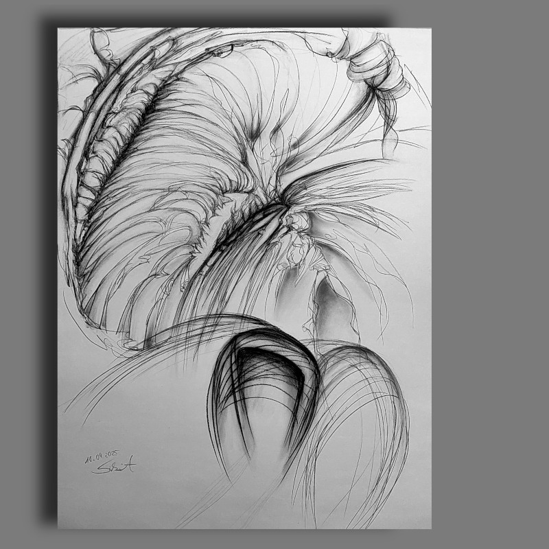 Title: Magic Mushroom, 60cm x 80cm, Graphite and Charcoal, 2025