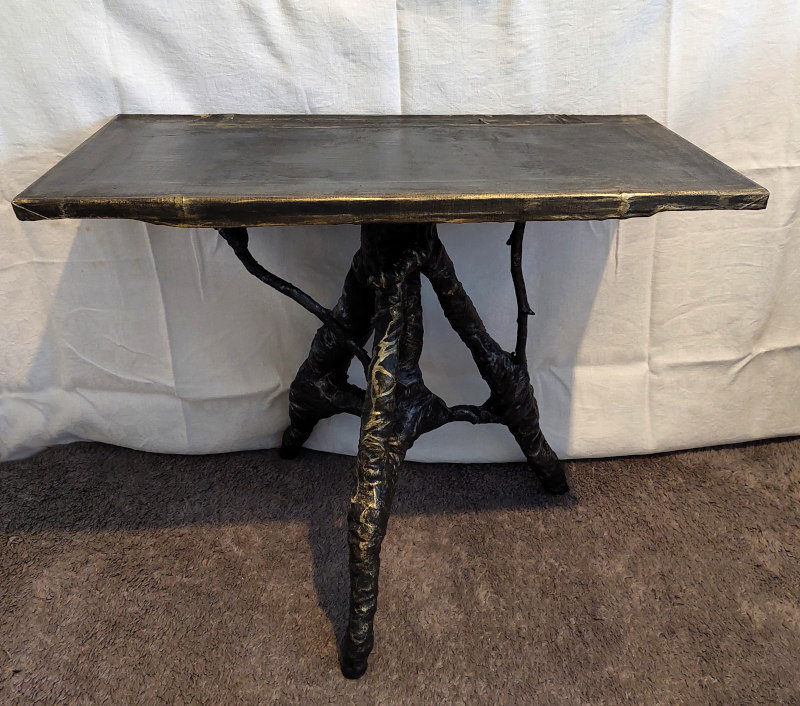 Title: Pandora's Package Table, Mixed Media: Acryl +more, 70 cm x 35 cm x 56 cm, 2024