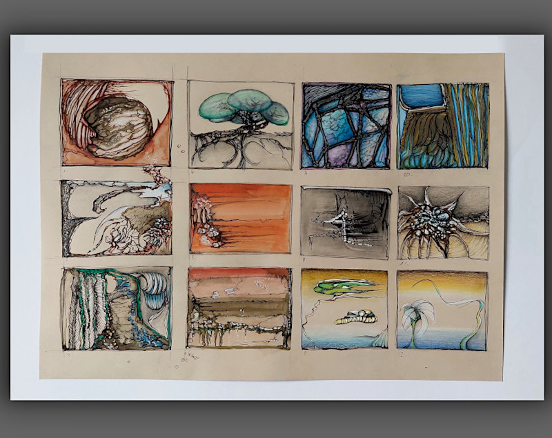 Title: Samples Part 1, Pen and Ink +more, 2024