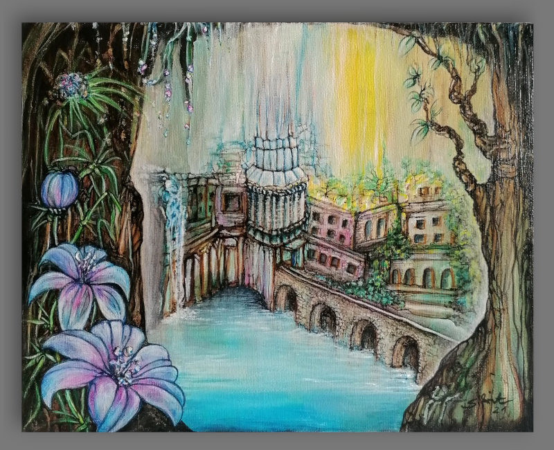 Title: Shambhala, Acryl, 30cm x 24cm 2021